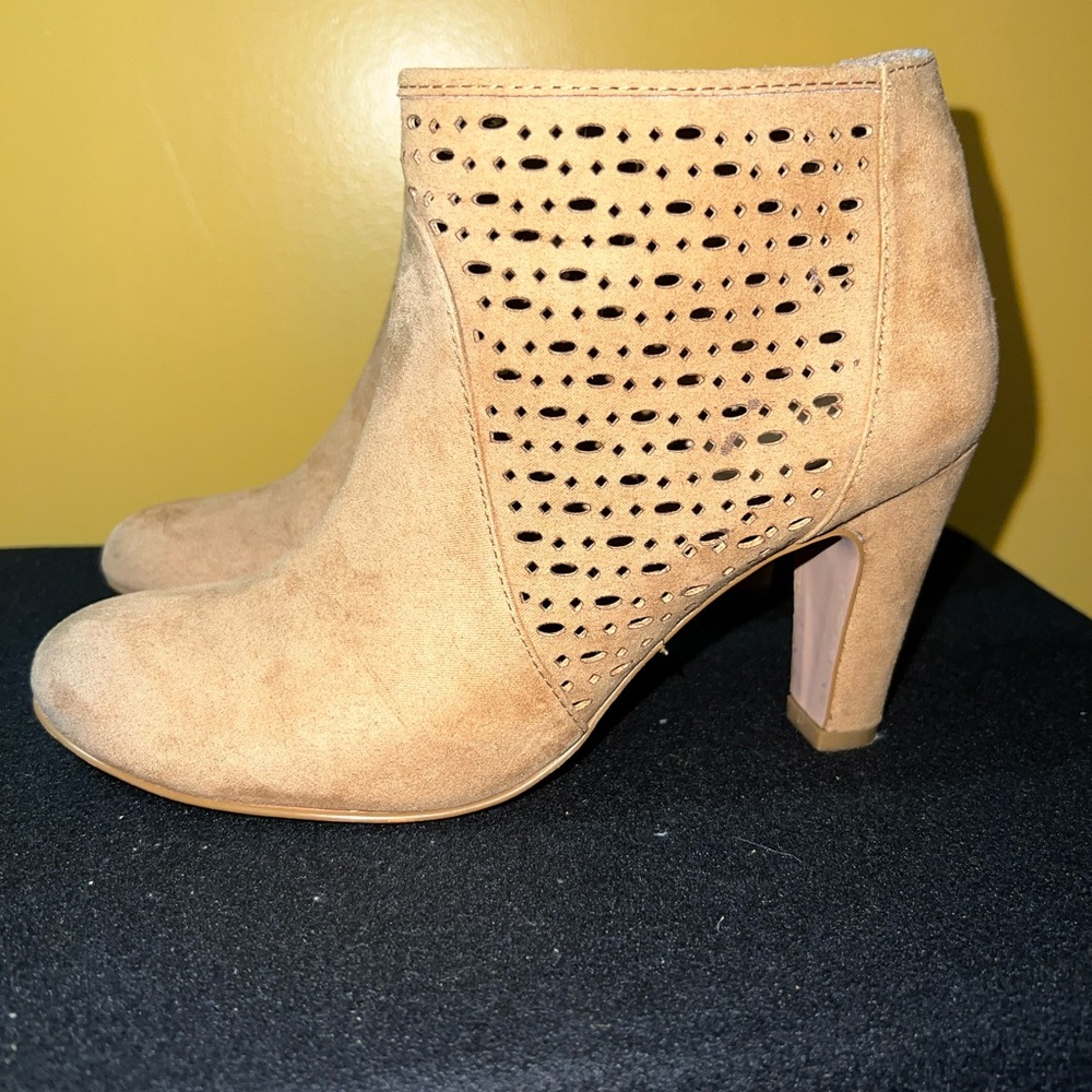 XOXO Perforated Tan Ankle Booties